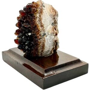Baked Citrine (Amethyst) Quartz Cluster  On Wood Base 2.75 X 3”